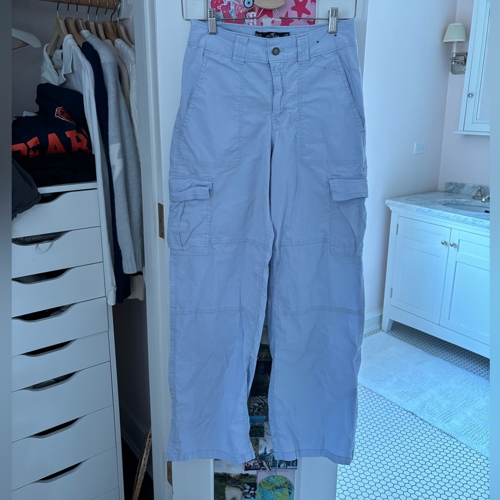 PALE BLUE HOLLISTER CARGO PANTS